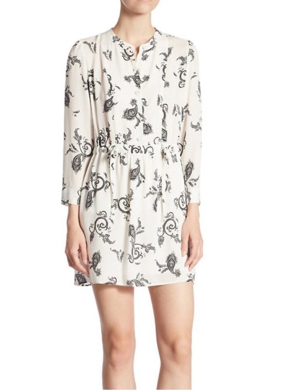 A.L.C Hazel Silk Black White Paisley Print Mini Dress